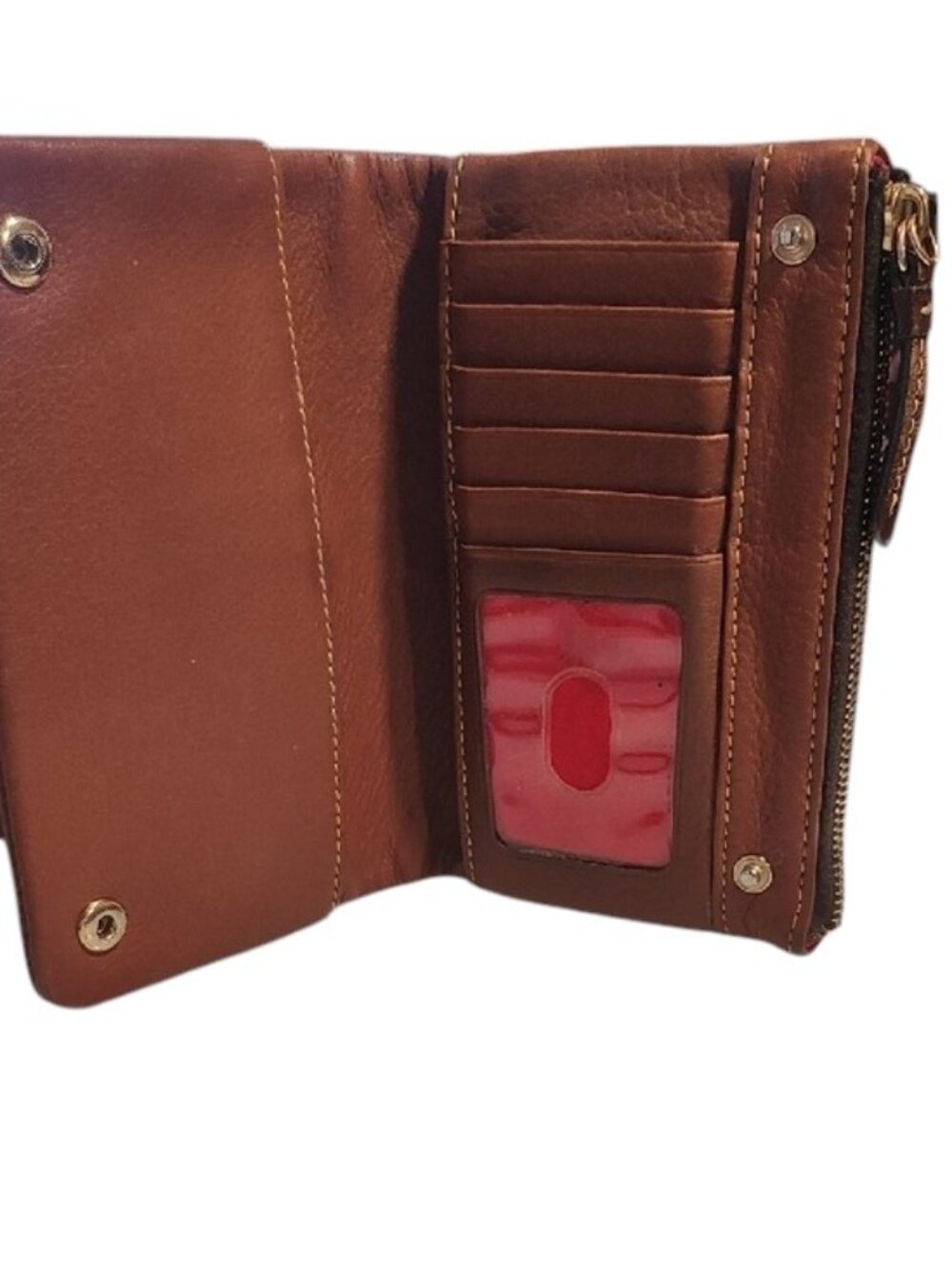 Dooney & Bourke Tan Leather Zip Wallet Clutch GUC - Picture 4 of 6